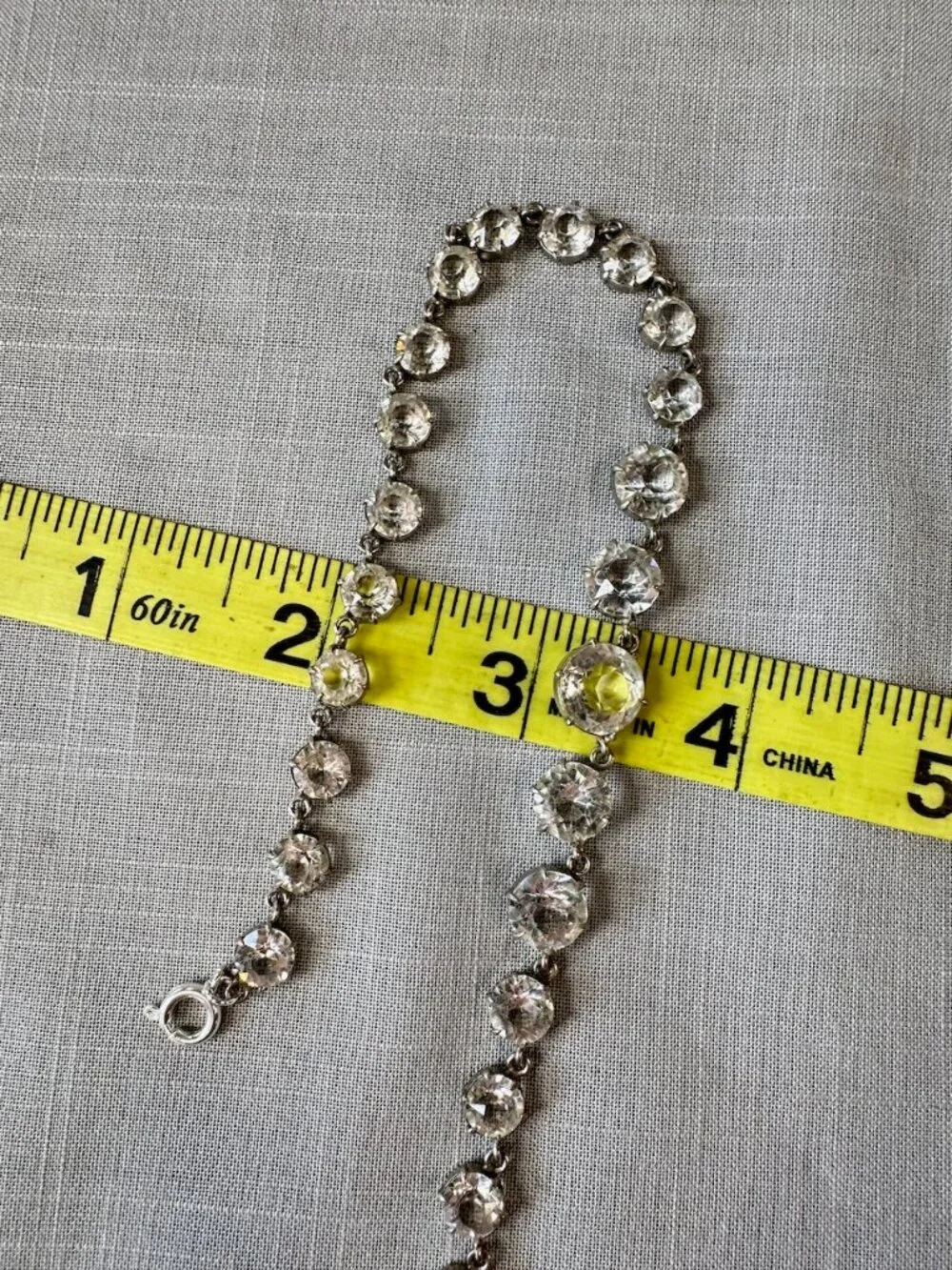 Vintage Art Deco Clear Paste Riviere Necklace